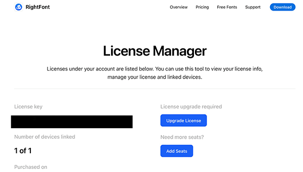 RightFont License Manager